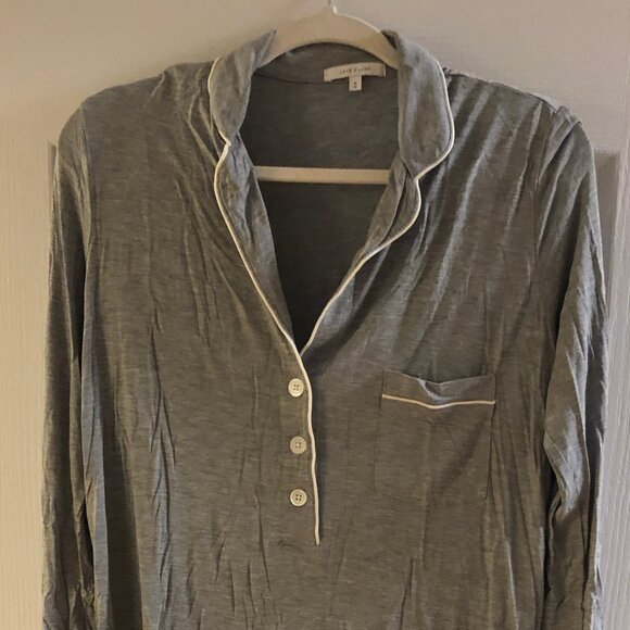 Love & Lore Nightgown Grey Henley Collared Medium - Picture 6 of 10